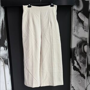 Zara Wide Leg Trouser Pants - Large, Cream